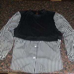 Black and White Striped Women's Top